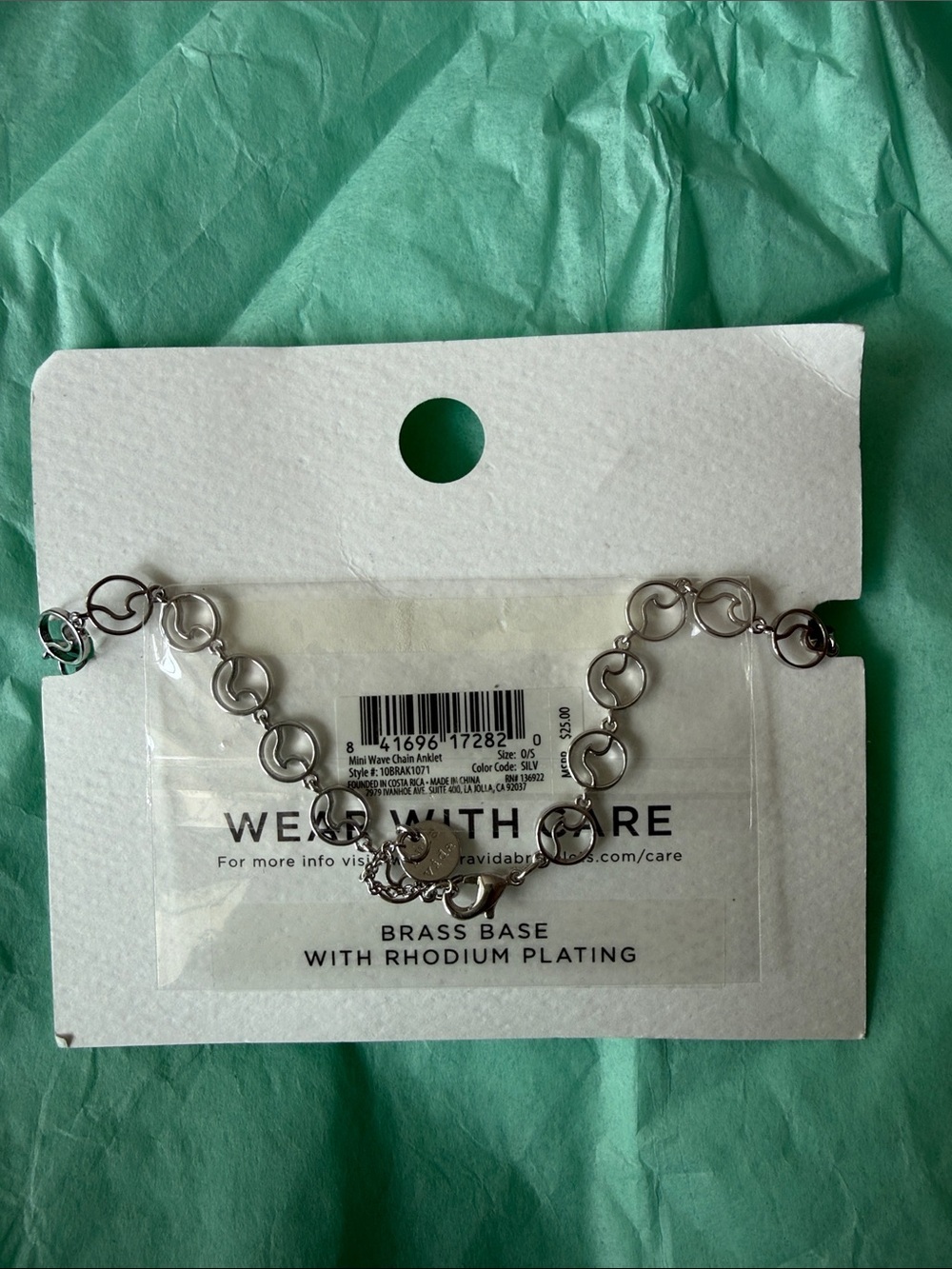 Pura Vida Silver Linked Circle Anklet - Silver - Picture 2 of 2